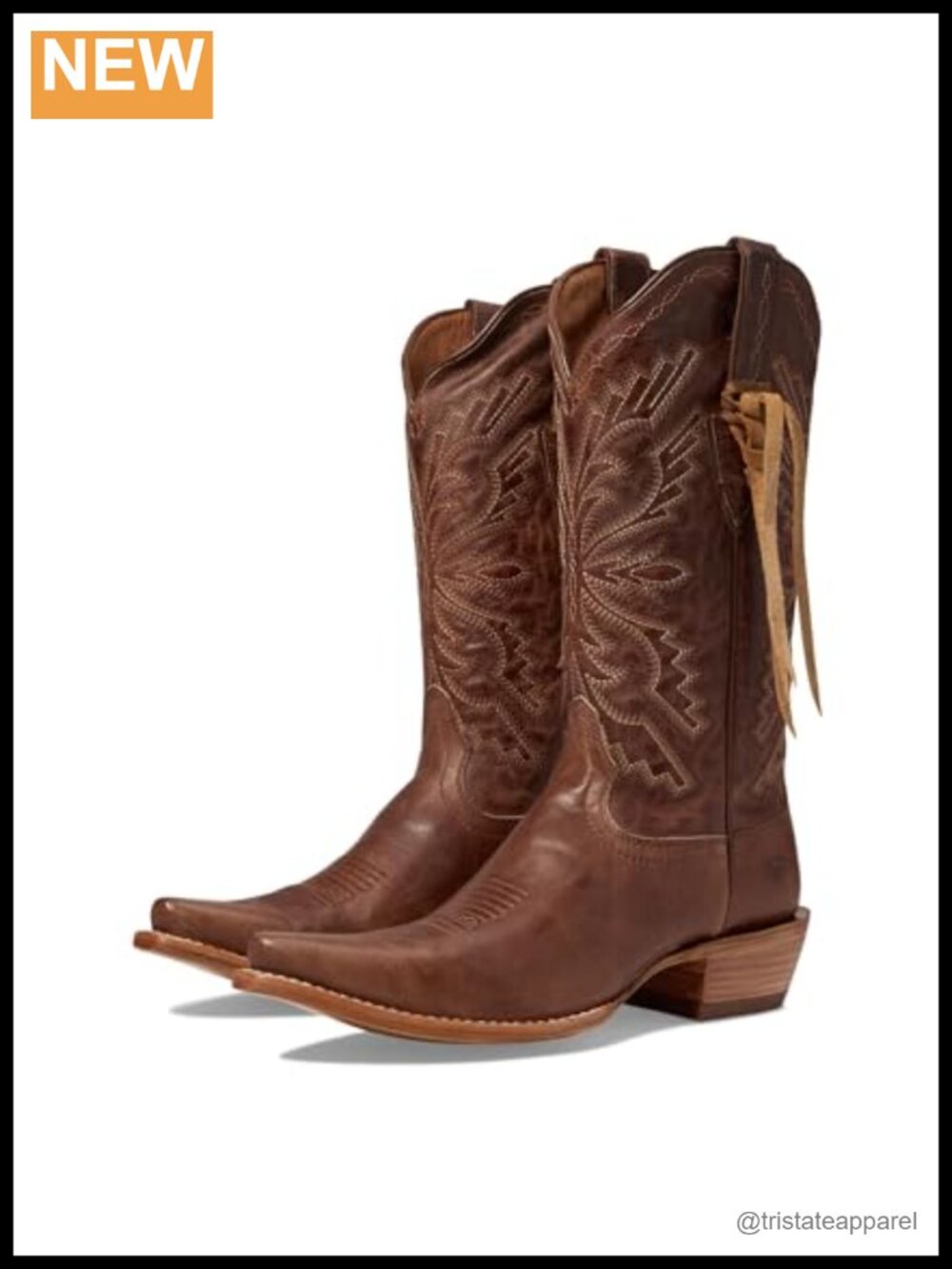 Ariat Martina Western Boots - Pull On Mid-Calf Leather, Fringe & Block Heel